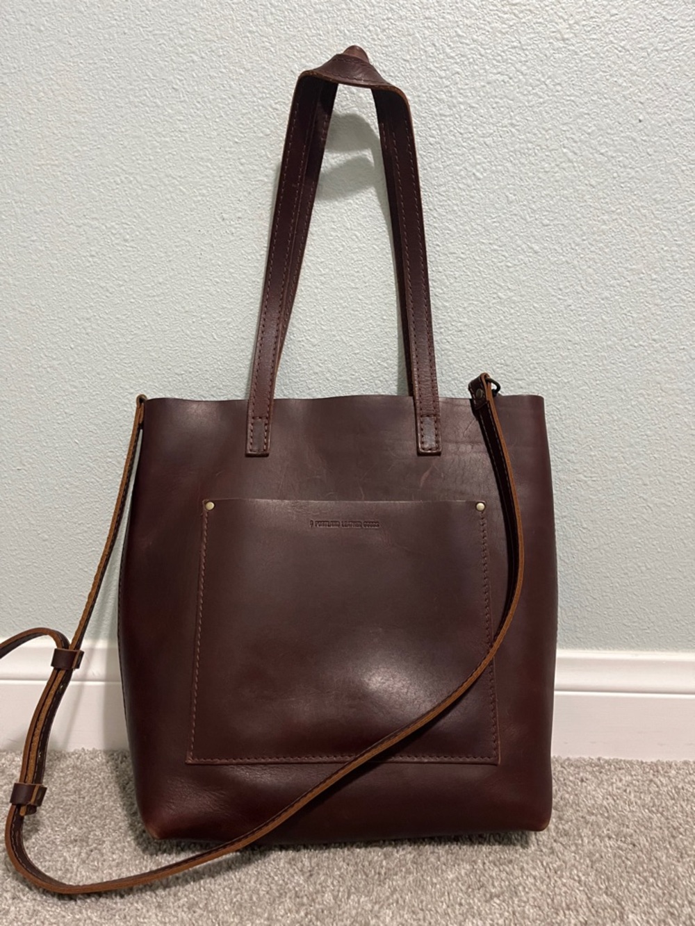 Portland Leather Dark Brown Leather Tote with Front Pocket